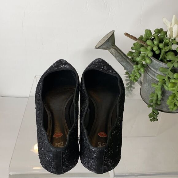 SCHUTZ Metallic Lace Ballerina Flats Black Size 7 - Picture 3 of 9